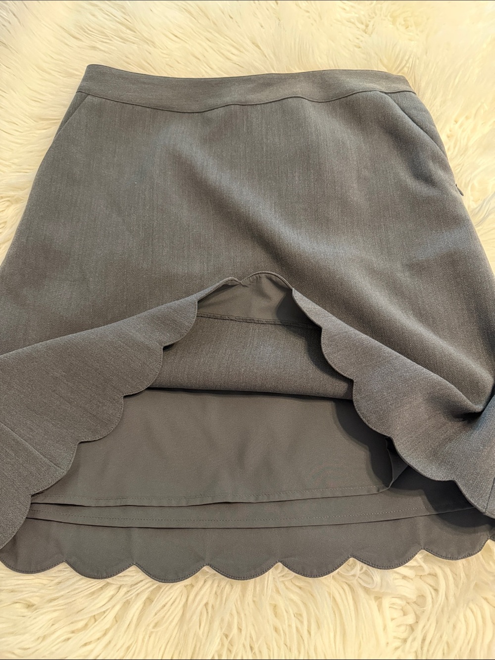 LOFT Gray  Scallop-Hem Mini Skirt size 6T brand new length 21” waist 32” - Picture 8 of 8